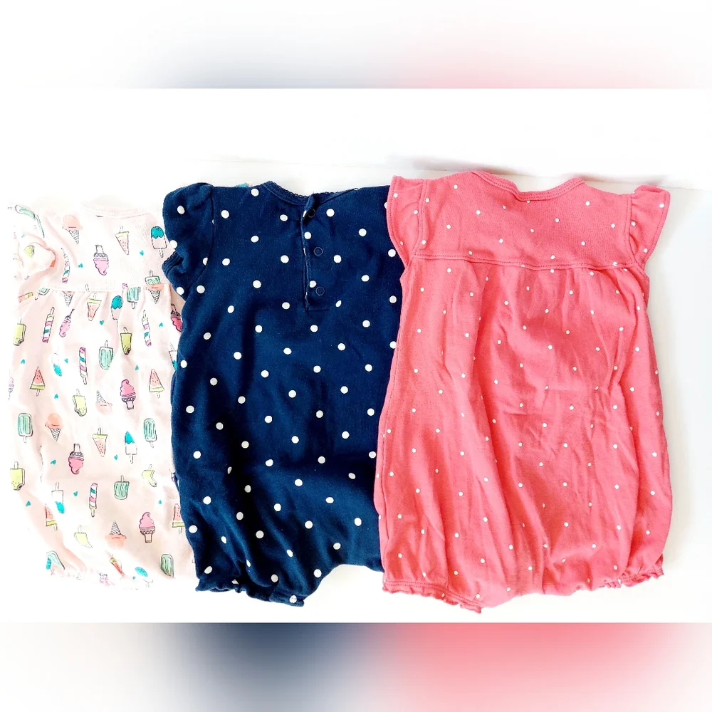Set of 3 Polka Dot & Patterned Shortsuits size 18 months Carters‎ Ice Cream